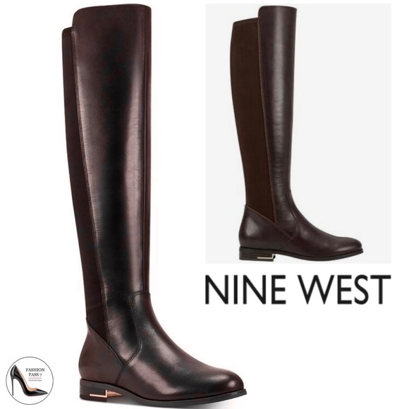 Nine West Levi Women’s Dark Brown Leather Over the Knee High Tall Riding Boots 9 - Picture 5 of 9